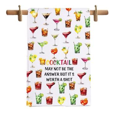 Imagem de MNIGIU Toalha de prato de coquetel, coquetel pode não ser a resposta, mas vale a pena um tiro, toalha de cozinha, presente inspirado em bebidas
