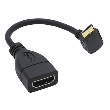 Imagem de Cabo adaptador conector HDMI macho para HDMI fêmea de 15 cm, alta velocidade, 90 graus, suporta 1080p Full HD, 3D (0,15 m, ângulo acima)