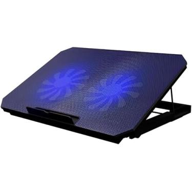 Imagem de Suporte Para Notebook Com Cooler Duplo Silencioso 8 Níveis de Ajuste Ergonômico, Saída USB Adicional e Iluminação Interna Base Para Notebook Até 17 Polegadas - ShopLider