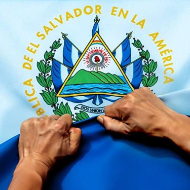 Imagem de Anley Rip-Proof Technology Bandeira de El Salvador de dupla face com 3 camadas 3x5 pés – cabeçalho de lona e resistente a rugas – as bandeiras nacionais salvadorenhas mais fortes e duradouras