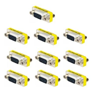 Imagem de Kit 10 Emendas VGA HD15 Fêmea-Fêmea Alta Qualidade