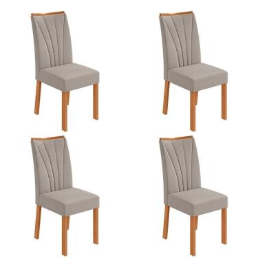 Imagem de Conjunto com 4 Cadeiras Apogeu Veludo Capuccino e Amêndoa