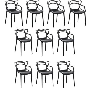 Imagem de Kit 10 Cadeiras Allegra Flex 85cmx54cmx56 Cm Preto