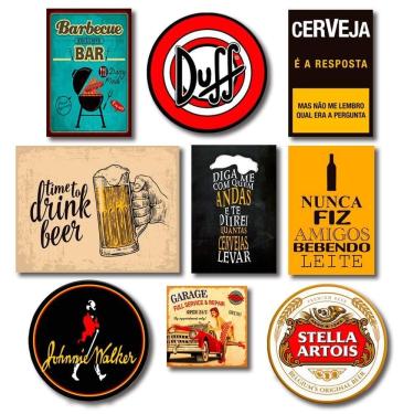 Imagem de Kit Placas Decorativas Bebidas Frases Mdf - 9 Placas