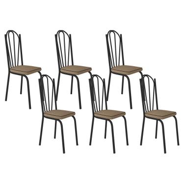 Imagem de Kit Com 06 Cadeiras 121 Preta Corino Rattan Artefamol