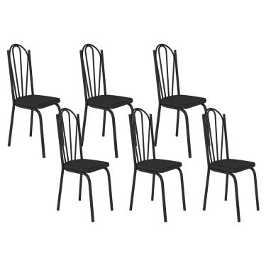 Imagem de Kit Com 06 Cadeiras 121 Preta Corino Preto Artefamol