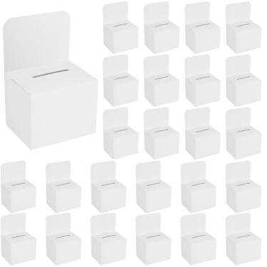 Imagem de rzoixuur Pacote Com 24 Caixas De Sugestões, Rifa Fenda, Doações Para Arrecadação Fundos, Papelão Branco 6,5 X 4,5 Polegadas, Urna Coleta Cartões Visita E Concurso Votação