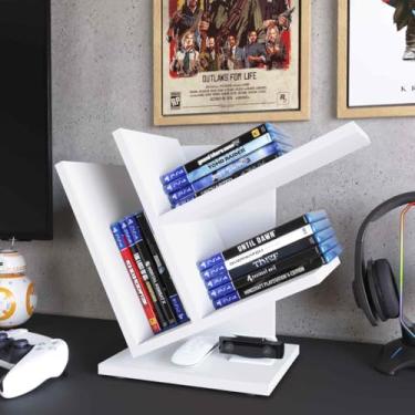 Imagem de Organizador de Jogos de PlayStation e Xbox, para outros Videos Games, Organizador prateleira para fita e Cd Gamer (Branco)