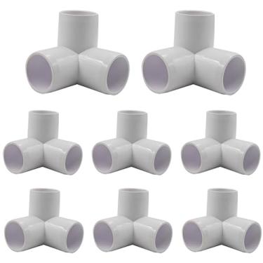 Imagem de AUXBC 8 peças de conectores T de PVC de 3 vias de 2,5 cm, encaixes de cotovelo de canto para móveis, junta de ângulo reto para estrutura de barraca de jardim com estrutura de barraca de jardim sistema