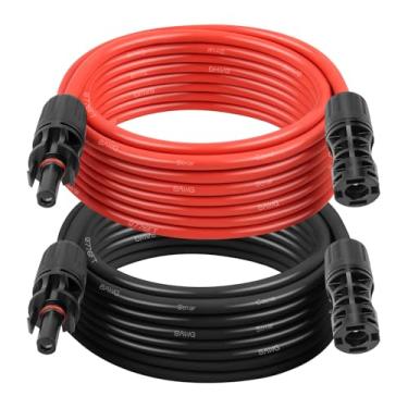 Imagem de Cabo de extensão solar 8AWG 20FT pacote com 2 (vermelho + preto), fio fotovoltaico com conectores solares macho/fêmea, fio de painel solar à prova de intempéries para trailer, barco, inversor