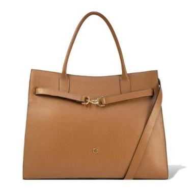 Imagem de Bolsa Couro Mão E Transversal Metal Hook Camel - Le Postiche