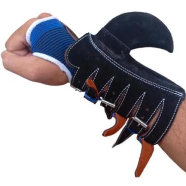 Imagem de luva 6 atacas de vaqueiro Vaquejada em Couro Reforçada - selaria shopp