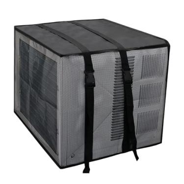 Imagem de HUAREW Capa de ar condicionado de tela para janela externa, capas de ar condicionado para janelas externas 70 cm L × 58 cm P × 45 cm A, proteção contra proteção CA de janela de malha ventilada preta à