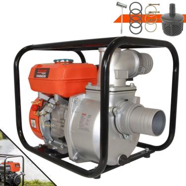 Imagem de Motobomba Vulcan VMB-653S À Gasolina 4T 196cc 6,5HP 30MCA Vazão de 60m³ Bomba D’água Auto Escorvante Para Irrigação, Drenagem e Construção Civil