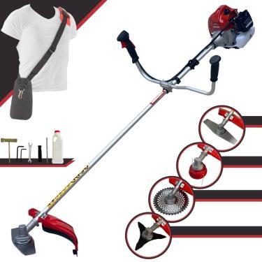 Imagem de Aparador de Grama Kawashima BCJ620-L À Gasolina 62cc 3HP 10.000rpm Com Carretel de Nylon + Lâmina Facão + Lâmina 3 Pontas + Lâmina 40 Dentes Vídea