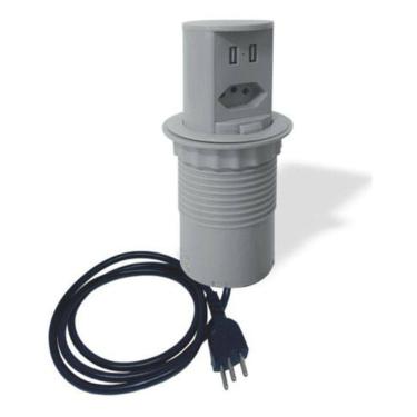 Imagem de Torre Totem Manual 1 Tomada 20a 2 Usb - Cinza