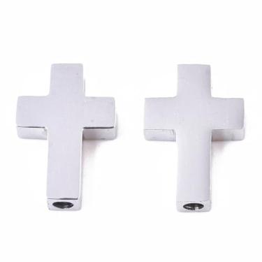 Imagem de Ipotkitt 2 peças de contas de cruz de aço inoxidável 304 crucifixo, contas espaçadoras religiosas para fazer joias faça você mesmo, artesanato, pulseira, colar, brincos, chaveiros, suprimentos