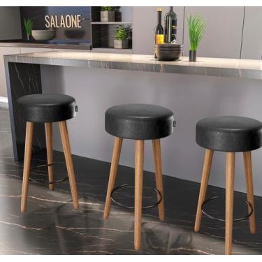 Imagem de Kit 3 Banquetas Estofadas Altas Londres Estilo Moderno para Cozinha, Á