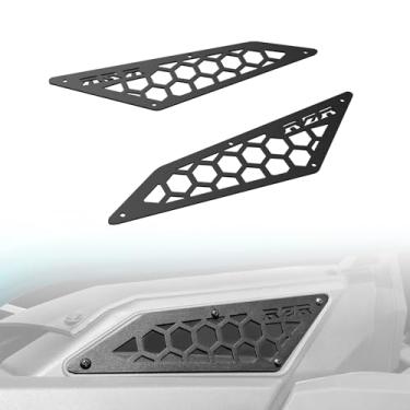 Imagem de LitMiRaCle Grelha de cobertura de entrada de ar de alumínio para acessórios Polaris RZR PRO R 2020-2025/PRO XP 2025, moldura protetora de ventilação lateral do motor de malha preta (2 peças)