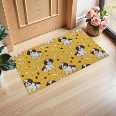 Imagem de Ti Caldi Tapete de porta interior fofo para cachorro Shih Tzu, 75 × 43 cm, capachos de tecido não tecido para entrada, cozinha, quarto, antiderrapante, não tecido, para decoração de casa, presentes