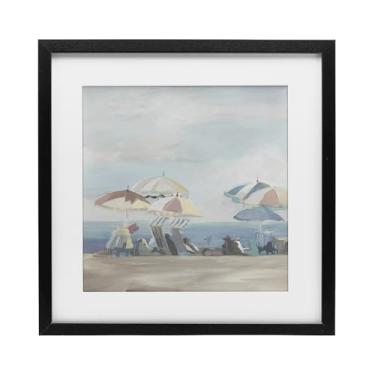 Imagem de Stupell Industries Guarda-chuvas de praia de verão muted impressão emoldurada preta sob o vidro design por Liz Jardine, 40,6 x 40,6 cm