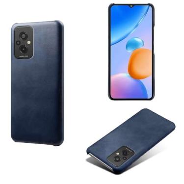 Imagem de Capa para Xiaomi Redmi 11 Prime 4G,Proteção contra quedas,Casca de volta de cor sólida simples,Design de couro de imitação de plástico-Blue