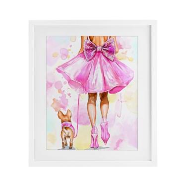 Imagem de Stupell Industries Walking The Runway Gal Impressão emoldurada branca sob o vidro por Jess Stempel, 53 x 43 cm