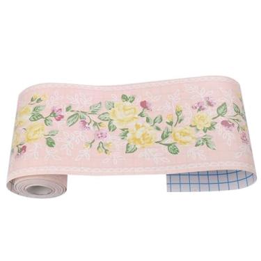 Imagem de Adesivo autoadesivo de azulejos de PVC com borda de papel de parede floral com borda de papel de parede removível para banheiro e cozinha