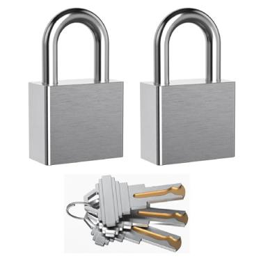 Imagem de AST Cadeado de aço inoxidável atualizado com cilindro de alta segurança, 2 fechaduras e 3 chaves de latão, cadeado de uso interno e externo de 1-9/16" (40 mm) de largura, manilha endurecida (igual à