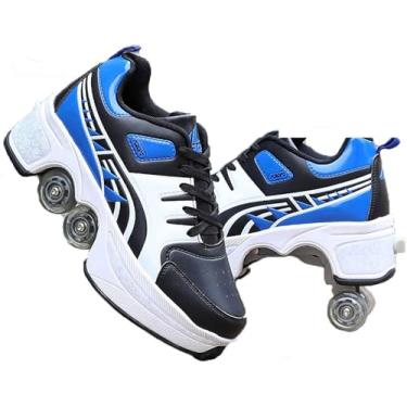 Imagem de Patins De Gelo Polia Sapatos Multifuncional Deformação Patinação Quad Patinação Esportes Ao Ar Livre, C, 41