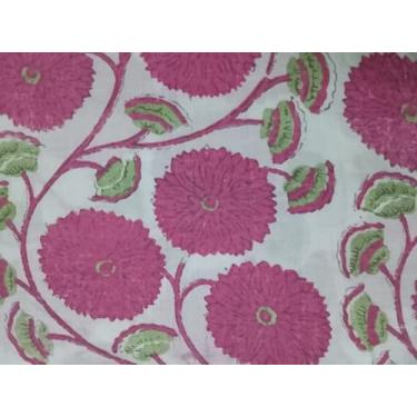 Imagem de Tecido estampado bloco à mão da Yard PRECUT 100% algodão 100% algodão tecido indiano leve para fazer tops de vestidos de verão Tecido indiano para artesanato Home Decore. (Design 120, 1 metro