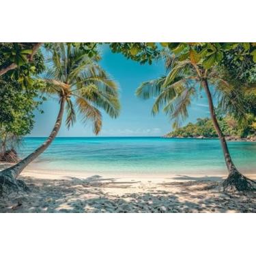 Imagem de Quadro Decorativo com Estampa Picturesque Tropical Coast Whitesand Blue 50 x 50 Papel 2 unidades