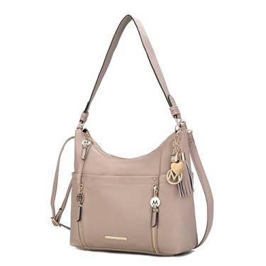 Imagem de MKF Collection Bolsa de ombro feminina, transversal de couro vegano, bolsa carteiro Hobo Fashion, Rubi marfim, Large