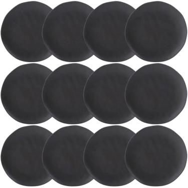 Imagem de Kit 12 Pratos Rasos Orgânicos Preto 26,5cm Cerâmica Stoneware Comida Oriental Sushi Sas...