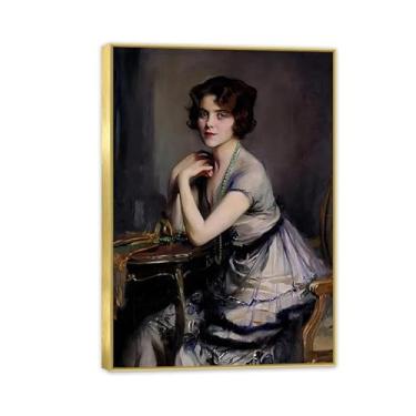 Imagem de SDYJ6GSW Retrato de mulheres na Idade Média, pôsteres e gravuras, arte artística, pintura em tela, imagens de arte de parede, decoração de casa, bar, quarto, decoração, 70 x 50 cm, moldura pronta para