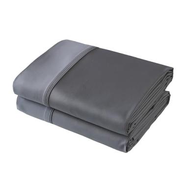 Imagem de Pacote com apenas 2 lençóis, TwinXL, tamanho 400 fios, 100% algodão egípcio - resistente a rugas, desbotamento, manchas (cinza escuro, solteiro, 2 unidades)