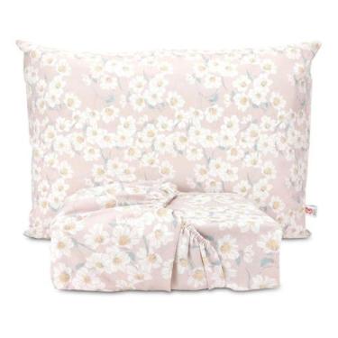 Imagem de Jogo De Lençol Solteiro Elástico Algodão Pol Estampado Cama Box 2 Peça