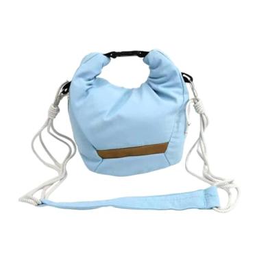 Imagem de MotiveTech Bolsa tipo tiracolo para câmera, pequena, com alça ajustável, fofa, estojo, bolsa compacta e macia, de ombro DSLR para fotografia, Azul