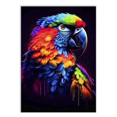 Imagem de Placa Decorativa Arara Ilustração Colorida Decoração Poster Quarto Sala