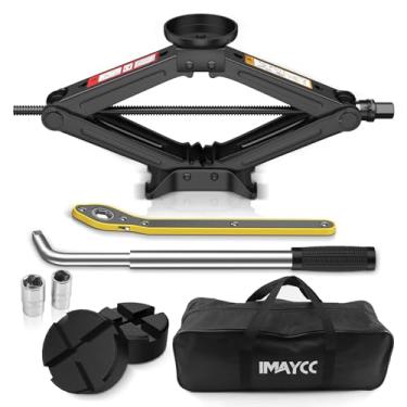Imagem de IMAYCC Macaco para carro 2,5 toneladas/2.500 kg Jack de tesoura universal com almofada de borracha, kit de troca de pneu portátil com chave de borda, kit de emergência para Sedan SUV MPV