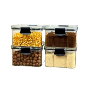 Imagem de Monte seu Kit Pote Hermético para Mantimentos de Cozinha Dispensa Armário Plástico(4 Potes - 500ml)