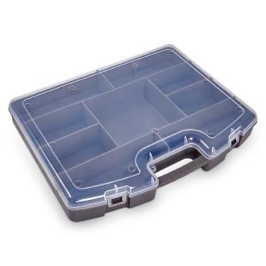 Imagem de Maleta Organizador Ferramenta Parafuso Pesca Manicure Maquiagem com Alça e 9 Compartimentos (Marrom)