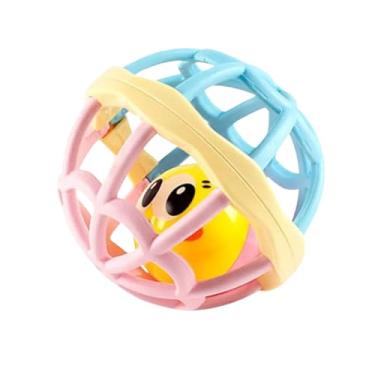 Imagem de Bola Musical Infantil de Silicone, Flexível, 9,5 cm, Azul, Rosa e Amarelo