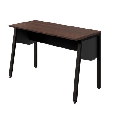 Imagem de Escrivaninha Escritório 120cm com Tampo Chanfrado e Pés Metal Industrial Executive F5 Office Louro /Preto