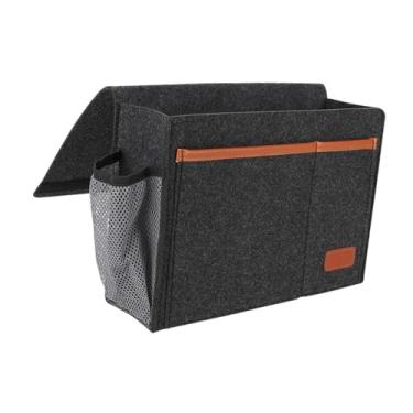 Imagem de ＫＬＫＣＭＳ Bolsa para pendurar na cabeceira, porta-revistas, bolsos leves e grossos para cama, suporte para garrafa de água, organizador de cabeceira para, Cinza Escuro