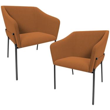 Imagem de Kit 2 Cadeiras Para Sala de Jantar Estar Living Olívia L02 Bouclê Terracota - Lyam Decor