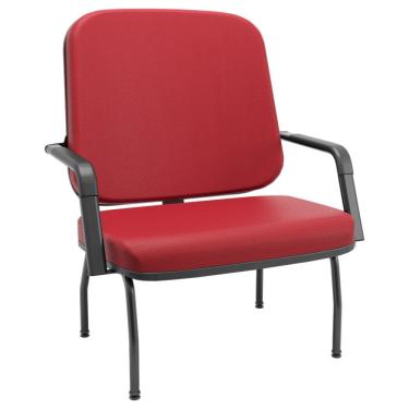 Imagem de Cadeira de Escritório Recepção com Braço Fixa Preta Magno P03 Vinil Vermelho - Lyam Decor