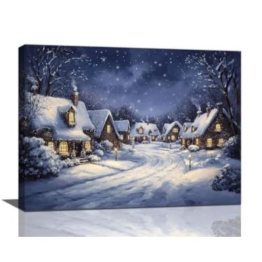 Imagem de Kylora Arte de parede de neve, decoração de parede com imagens de Snowhouse, pintura de cabine, impressões em tela de inverno, arte emoldurada para banheiro, quarto, sala de estar, escritório