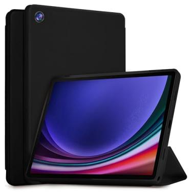 Imagem de SSS·GRGB Capa para Samsung Galaxy Tab A9 Plus/A9+ 5G 11 polegadas 2023 e 2024 modelos (SM-X210/X216/X218), capa protetora híbrida com suporte de três dobras de TPU macio (preta)