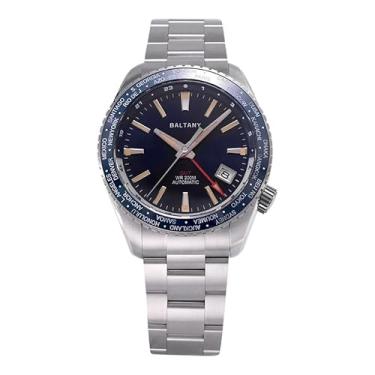 Imagem de Baltany Relógio automotivo S6083 GMT, relógios esportivos com bisel rotativo e função de data, Mostrador azul